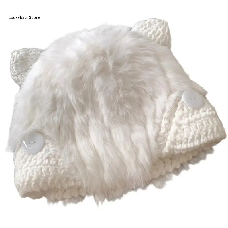 Plush Trapper Hat Ear Protective Hat Lovely Cats Ear Hat Cold Weather Caps