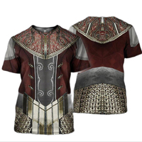 Knight Armor Cosplay T-shirt Men's Clothing 3D Print Casual Fashion O-neck Short Sleeve T Shirts Unique Streetwear Trend Tees