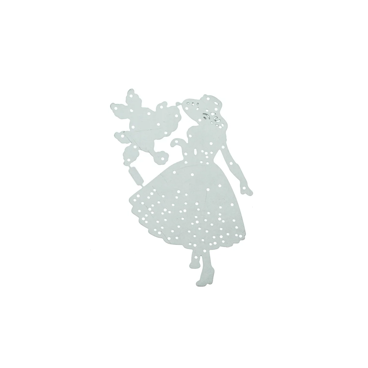 Elegant Female with Poodle Dog Metal Cutting Dies Stencil Scrapbooking DIY Clipart Card Decorating Papercraft Cut Die Template