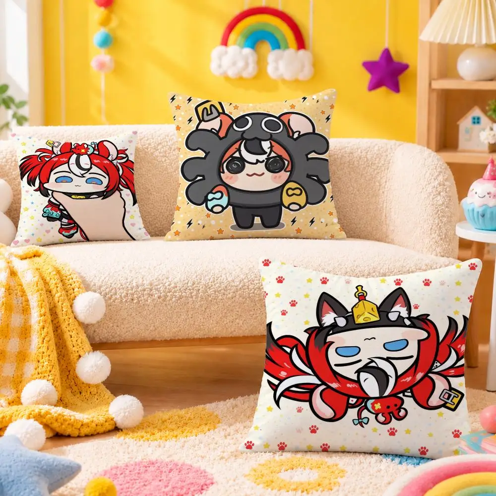 VTuber Hakos Baelz Cushion Cover Cute Plush Pillow Cartoon Anime Merchandise Throw Pillow For Home Sofa Decor Anime Lovers Gift