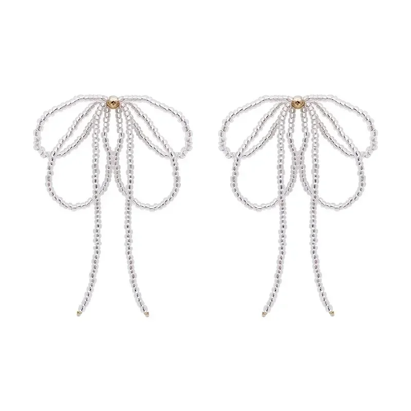 

Real 925 Sterling Silver Bowknot Bead Hollow Stud Earrings for Women Cute Fine Jewelry Minimalist Exaggerated Accessories