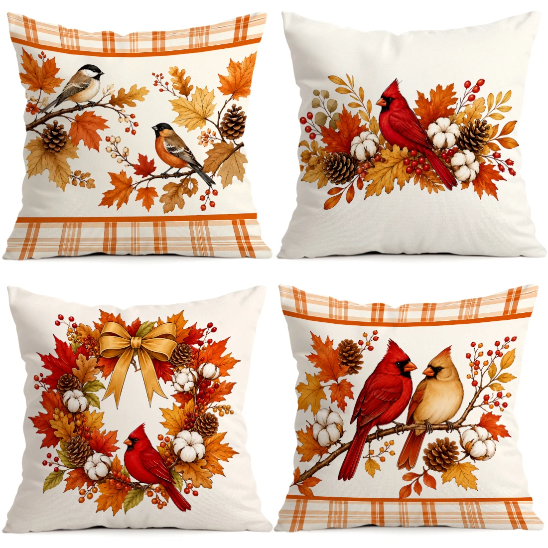 Cardinals Maple Leaves Pillowcase Printed Polyester 40/45/50cm Throw Pillowcover Decorative Sofa Cushion Pillowslip Home Decor