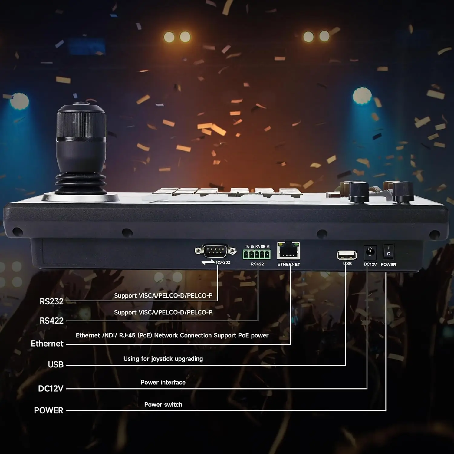 Keyboard Controller TEVO-KB200PRO RS422/RS485/RS232/RJ45(Ethernet) 5'' LCD Screen Real-time Preview 4D Joystick For Church Live