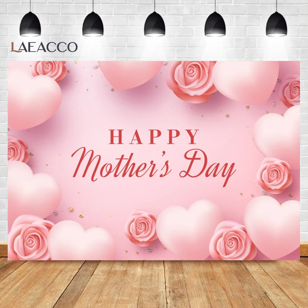최고의 엄마 해피 어머니의 날 사진 배경, 3D 풍선, 핑크 꽃 사랑 파티 배경 장식, 샤워 사진 부스 소품, 감사합니다