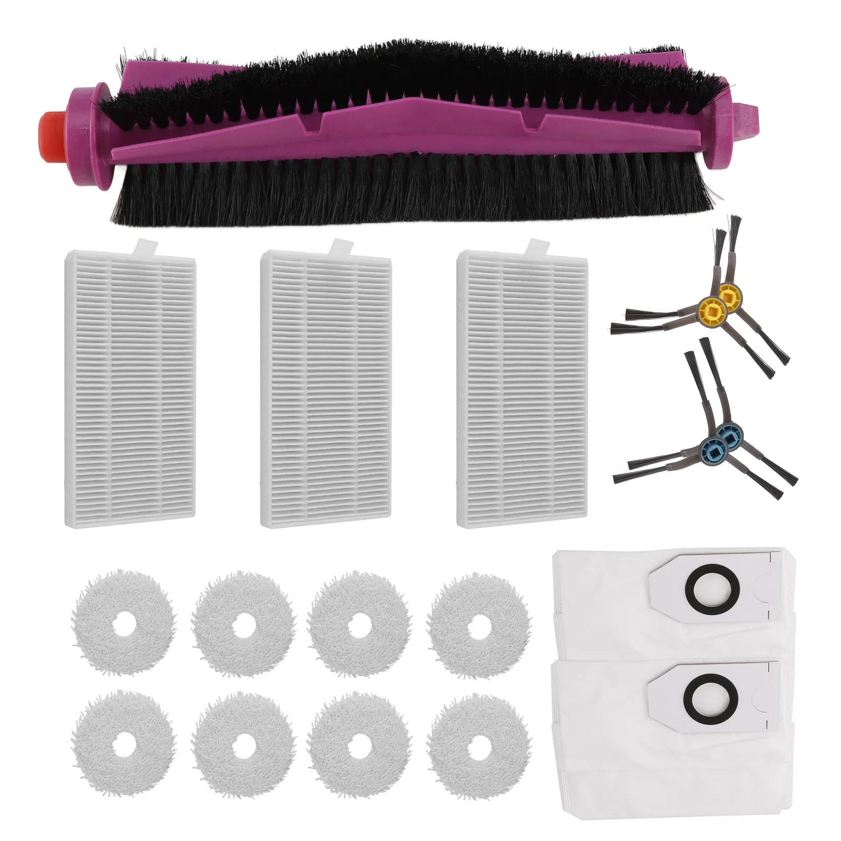 美的V12 / エウレカJ12 ウルトラ掃除機交換部品18点セット 家庭用パーツ メインサイドブラシ HEPAフィルター モップクロス