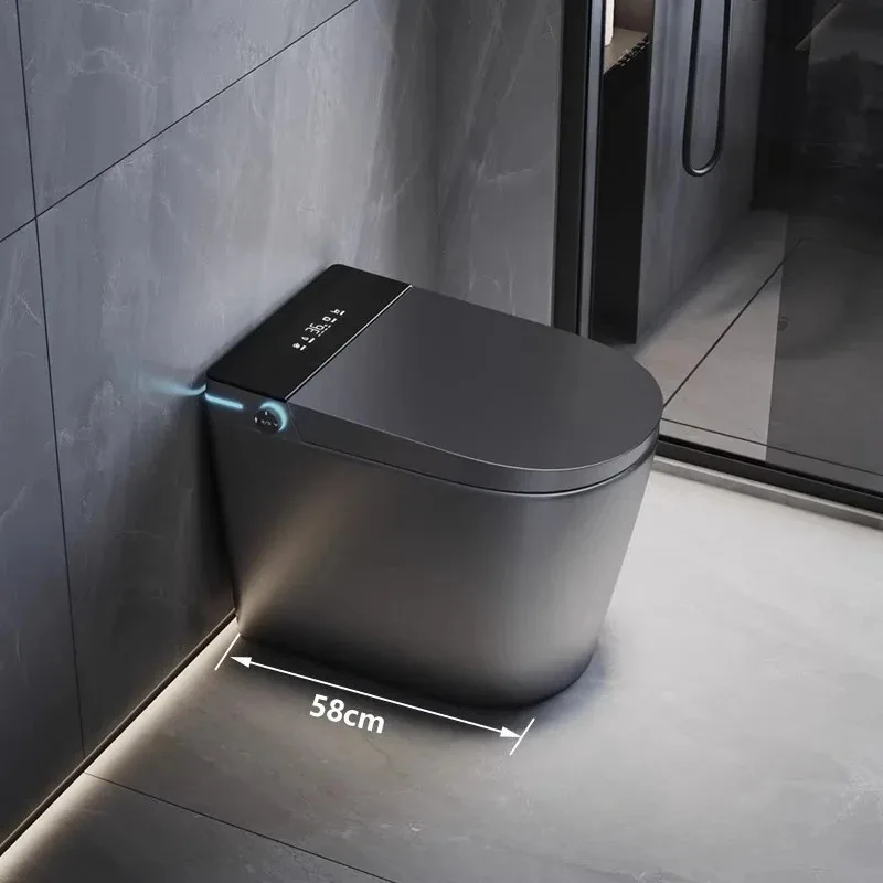 

Black Smart Toilet Gray Small Apartment 58CM Siphon Household Automatic Voice Foam Shield Short Toilet