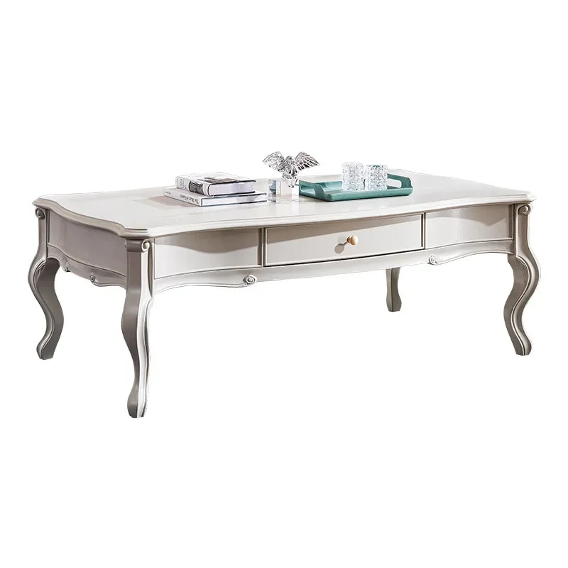 

Household solid wood coffee table, European-style small apartment light luxury living room furniture