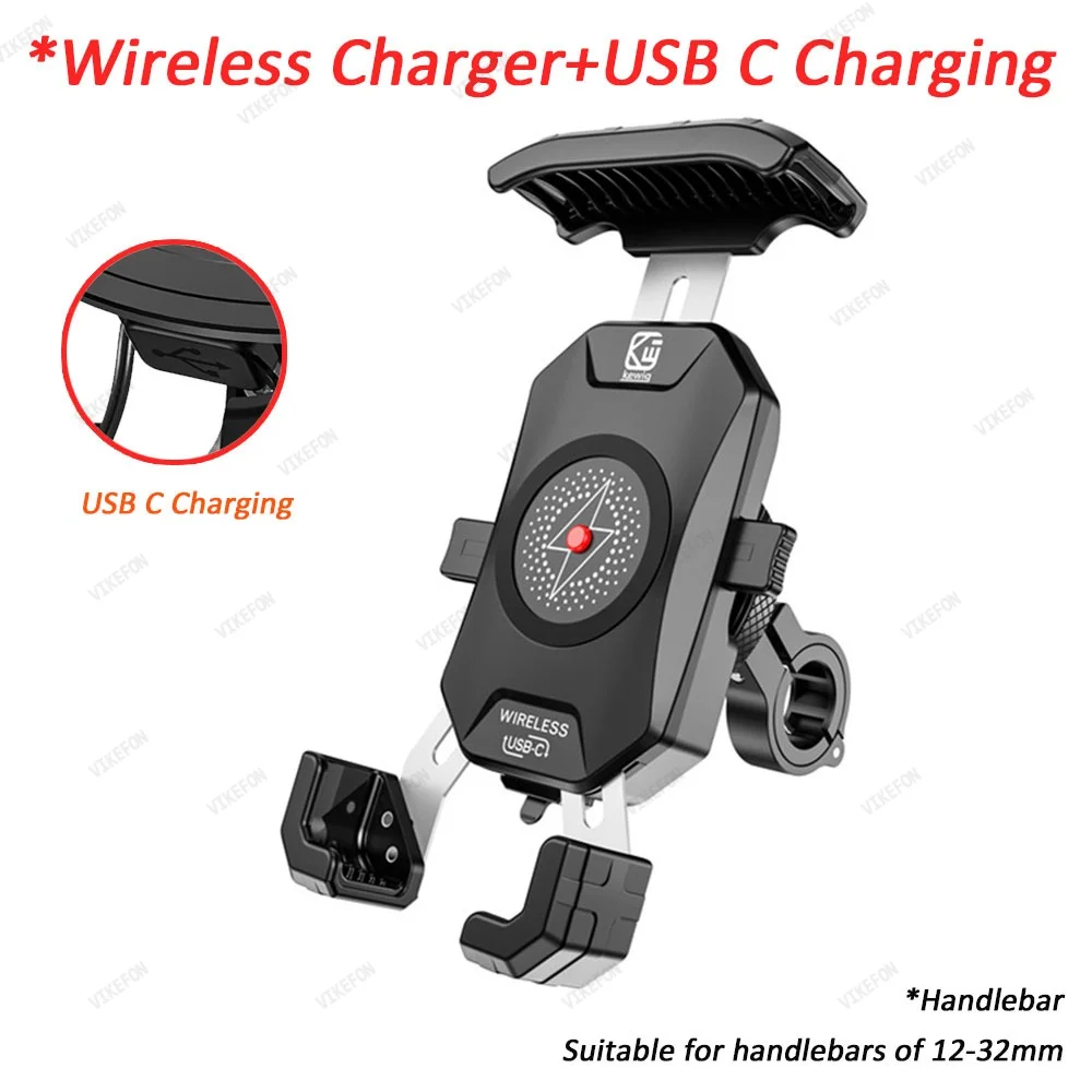 Kabelloses Ladegerät für Motorrad und Fahrrad, Handyhalterung mit Schnellladefunktion für Lenker, Schnellladeständer für 4,7-7,2 Zoll Mobiltelefone – Detail 11