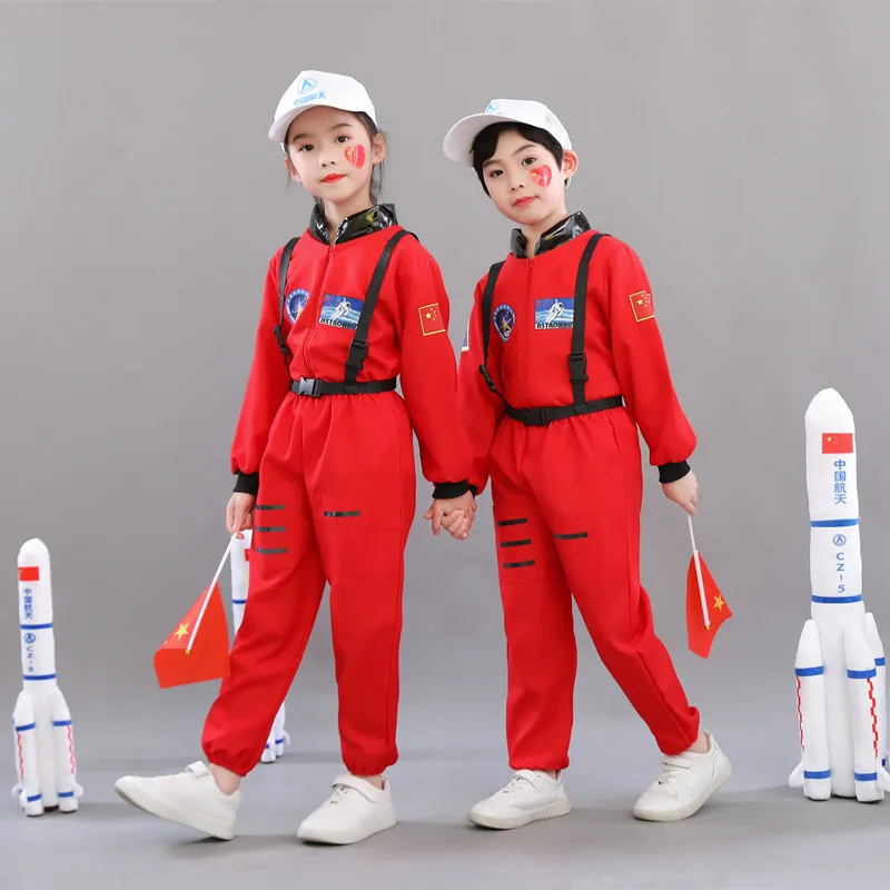 Children's Astronaut Costume Set Boy Girl Space Jumpsuit Space Outfit Pretend Dress Cosplay Costumes Christmas for Kid's gifts