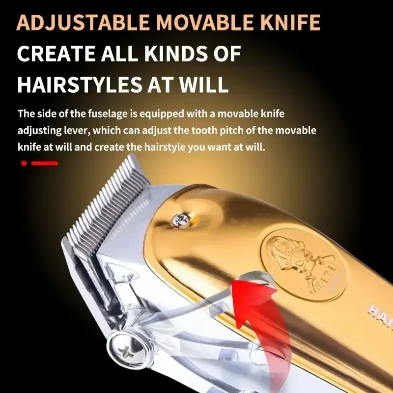 KEMEI Electric Hair Clipper Km-1831 Gold 2000Mah Lithium Battery with Adjustable Blade, Professional Hair Clipper For Men