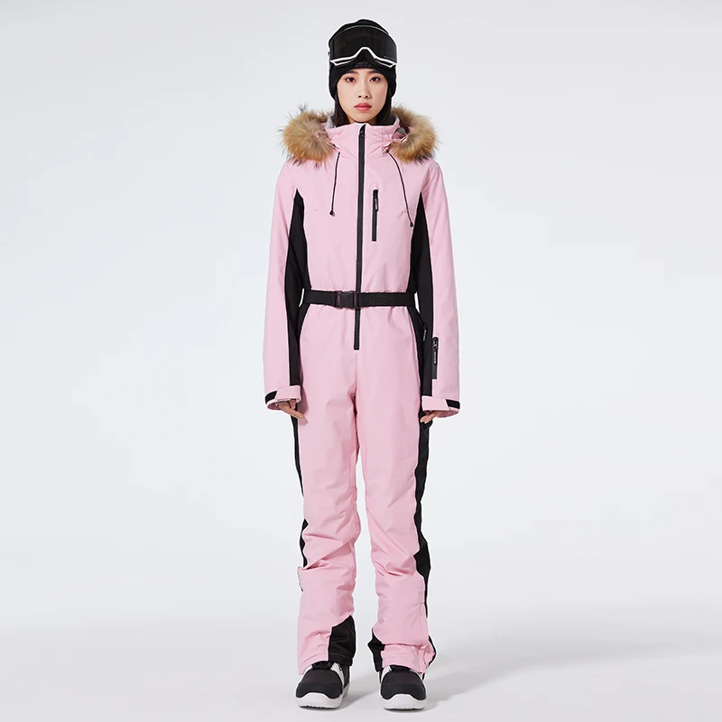 2024 One-piece Ski Suit for Women Thickening Snowboard Women Overalls Winter Windproof Waterproof Jumpsuit Clothing Skiing Suit