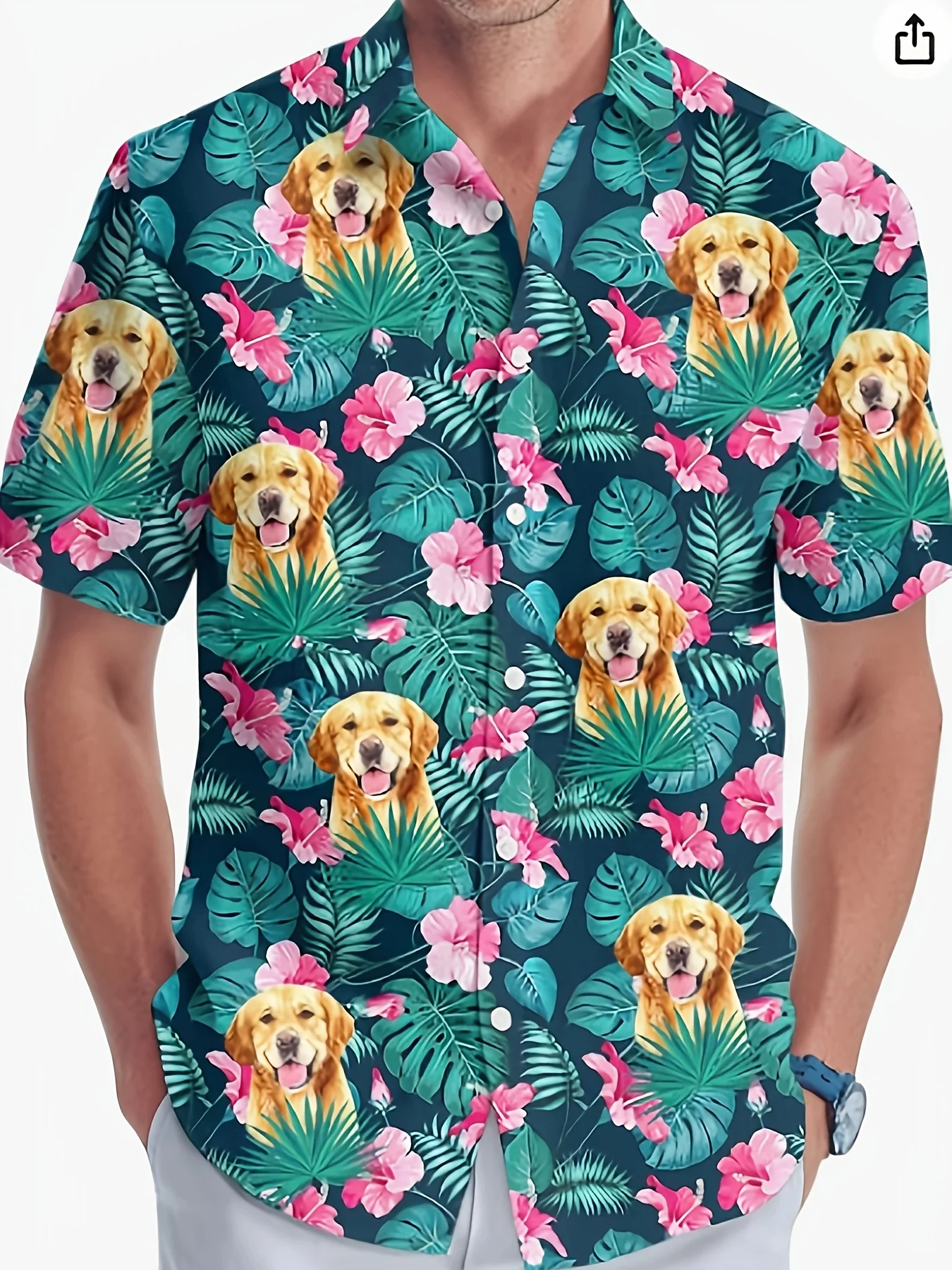 New Summer 3D Pet Dog Printed Short Sleeve Shirt Fashion Casual Hawaiian Shirt Men's Women's Vacation Button Down Shirt