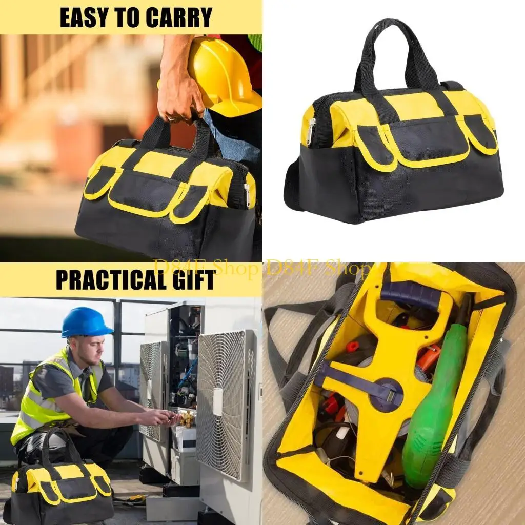 D84F Multiple Pocket Canvas Tool Bag Waterproof for Professional & DIY Enthusiasts