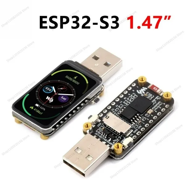 For ESP32-S3 Development Board 1.47 Inch LCD Display LVGL USB SD Card Slot