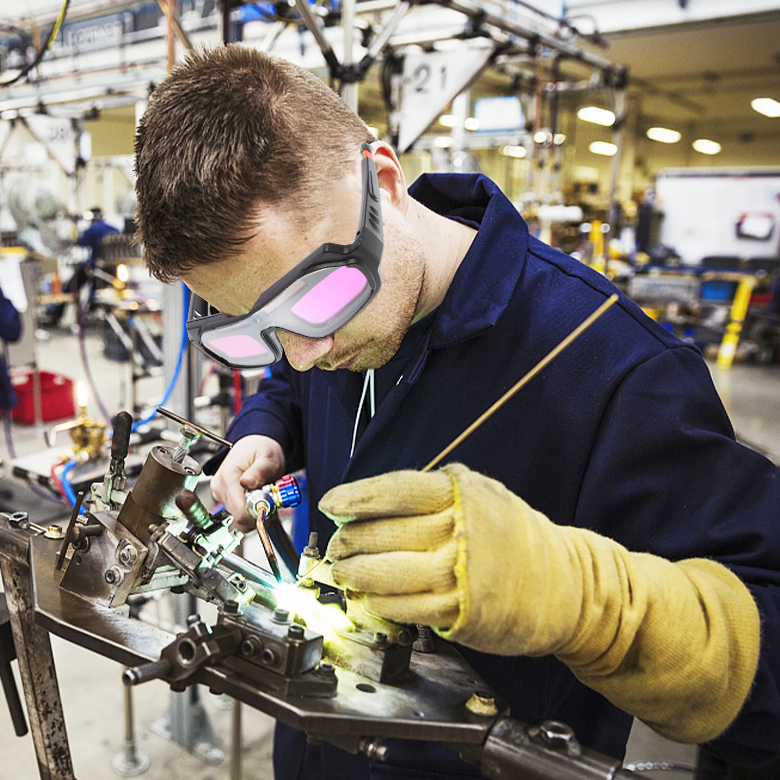 

1Pcs Auto Darkening Welding Goggles ABS LCD Lens Uv Ir Anti-Glare Protection Fast Dimming for Electric Gas Argon Arc Cutting