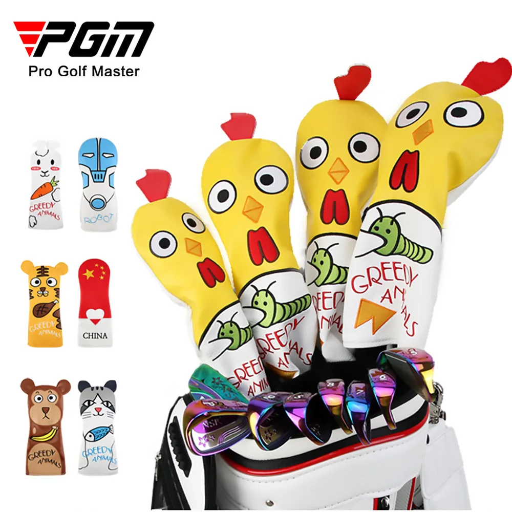 

4PCS PGM Golf Club Head Cover 1/3/5/UT Rod Protector Male/Female/Kids Waterproof Cartoon Rod Cover