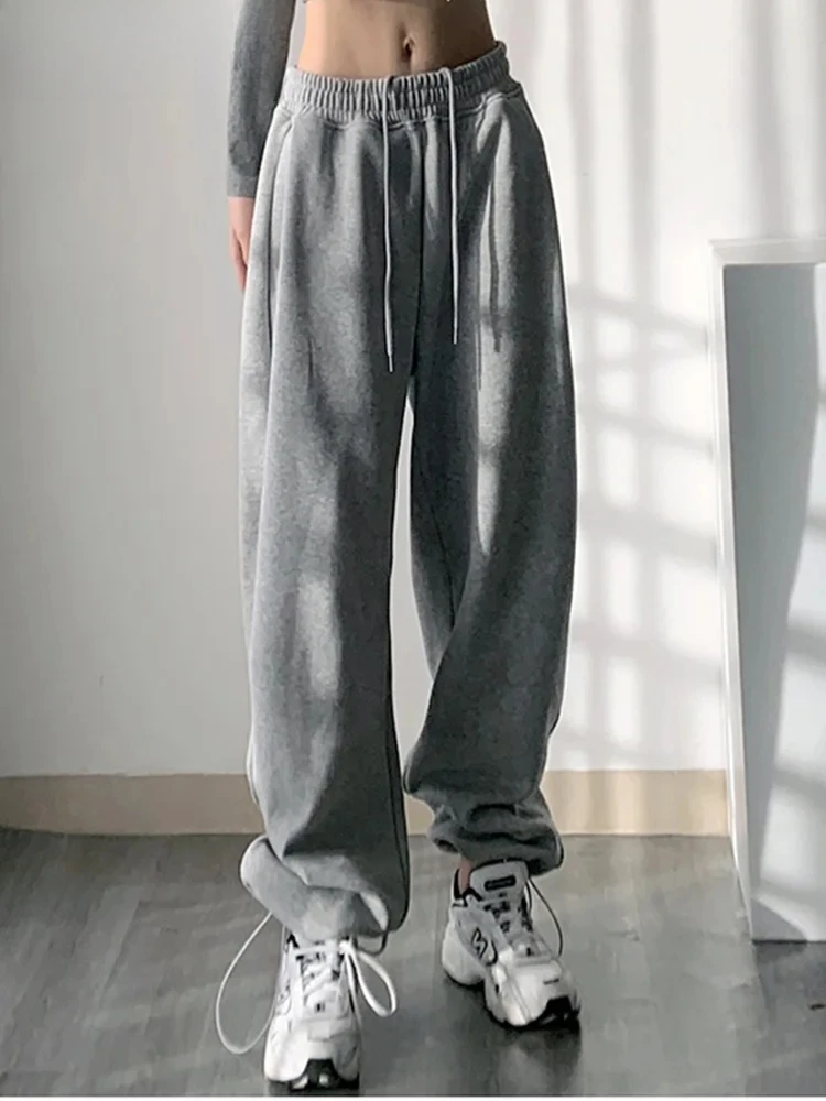 

Winter Warm Sweatpants For Women High Waist Jogger Velvet Wide Leg Trousers Women's Sports Pants Autumn Fleece Sweatpants Women