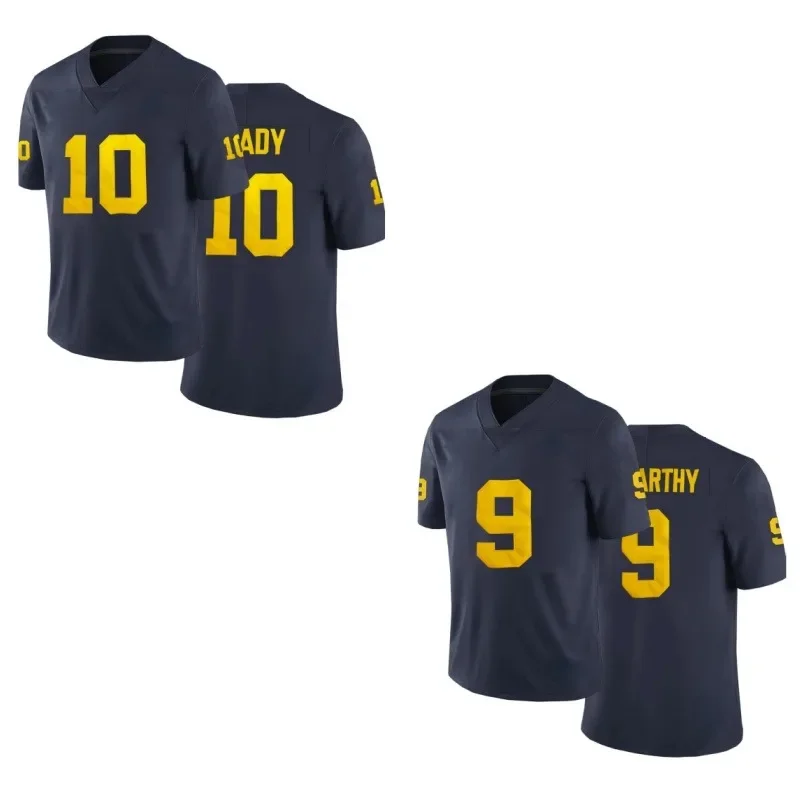 

American Football Jersey Men's #10#9 Sportswear Embroidered Short Sleeve Rugby School Uniform Breathable Michigan T-Shirts