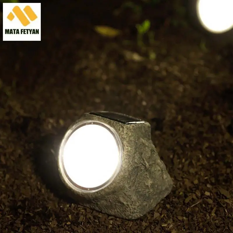 Luz Solar de roca para exteriores, luces de jardín de piedra de simulación con 4 led, luz de estanque impermeable, lámparas de césped de paisaje al aire libre