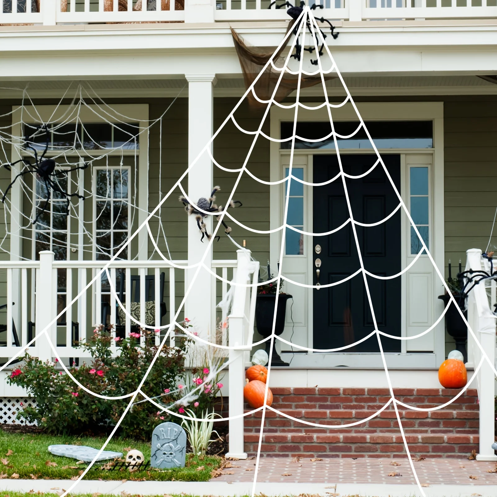 5m 7m Halloween Spider Triangle Web Simulation Extra Large Plush Spider Net Ghost Festival Indoor and Outdoor Decoration Props