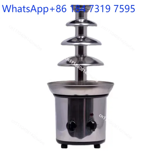 Stainless Steel Chocolate Fountain 4-Layer Melter - Heating Fondue Machine with Waterfall Dispenser for Party Events