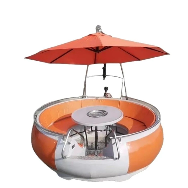 

6-person electric barbecue boat, polyethylene water BBQ sightseeing boat, scenic area outdoor amusement barbecue boat