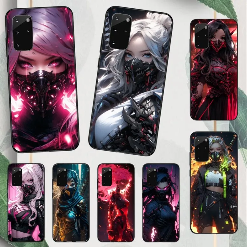 Worrier Girl Mobile Cell Phone Case for Samsung Note 9 10 20 Plus Pro Ultra J6 J5 J7 J8 Black Soft Phone Cover Funda