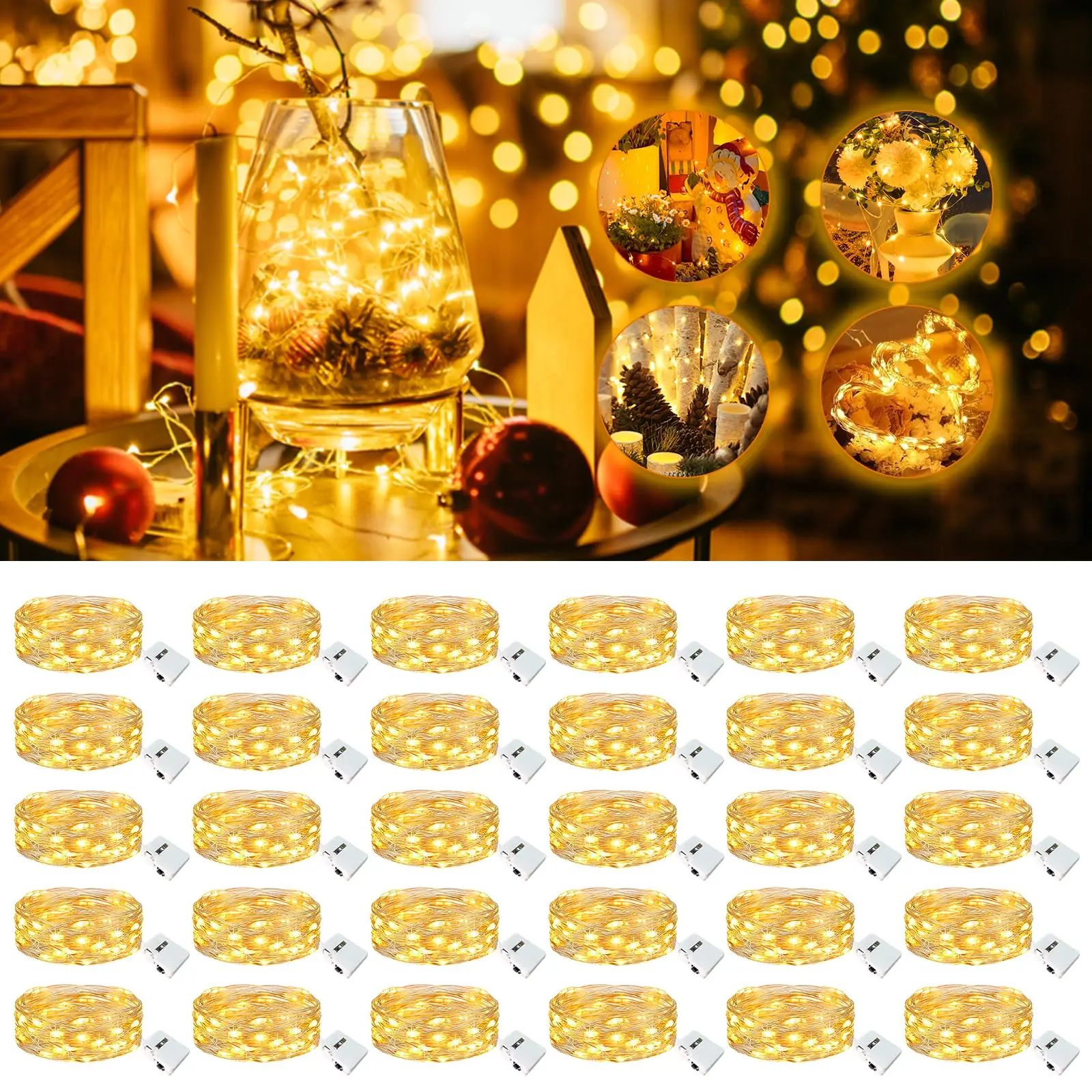 

Led Copper Wire Fairy Lights Waterproof LED String Lights Battery Operated DIY Wedding Party Christmas Room Decoration Garland