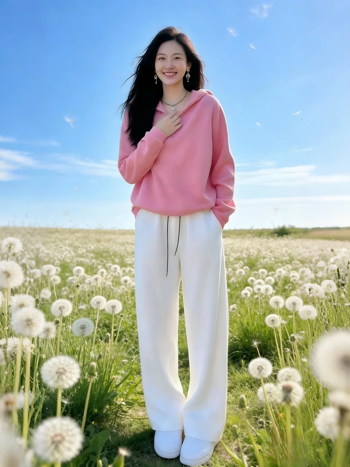 Sweet Casual Sporty Women's Hoodie And Wide Leg Pants Set Spring Autumn New Style Comfortable Fashion Ensemble mid High Waist