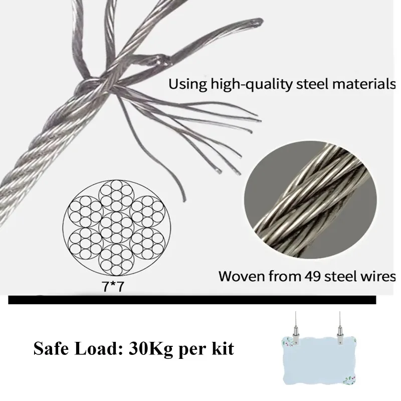 Adjustable Steel Wire Rope Hanging Kit Suspension Wire Cable Ceiling Hanger Suitable For Billboard Ceiling Acrylic Board Light