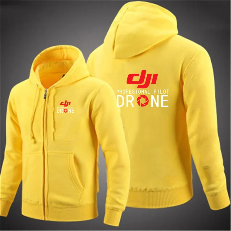 2024 New Dji Professional Pilot Drone Autumn Hooded Sweatshirts Men\'s Hoodie Cardigan Solid Color Classic Jacket Clothing Tops