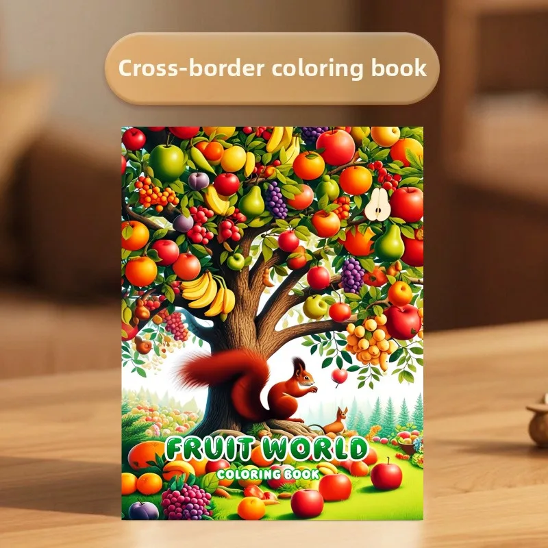 Cross-border new arrival: bestselling a4 fruit world coloring book - adult coloring book, easy coloring, doodle & draw
