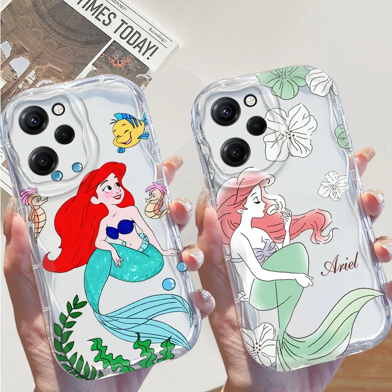 Disney The Little Mermaid Cream Phone Case For Xiaomi Mi 14 12 11 X T Lite Pro Poco F X M 2 3 4 5 6 C31 61 NFC GT Pro Funda Capa