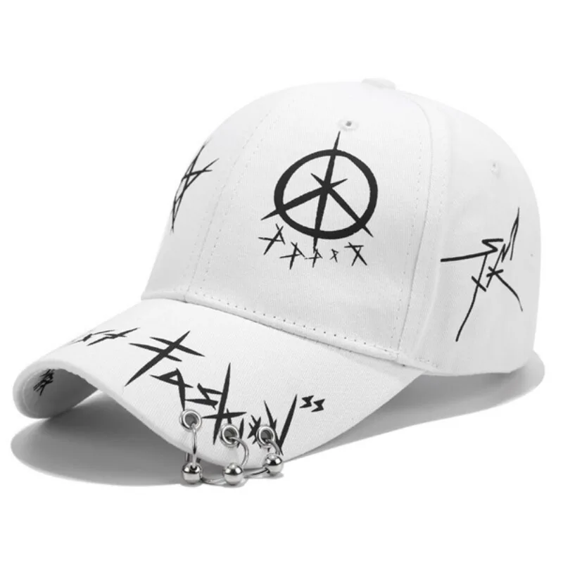 Gorra de béisbol con estampado de grafiti para hombre y mujer, sombrero de béisbol con anillo, círculo, Snapback, ajustable, estilo coreano, Unisex