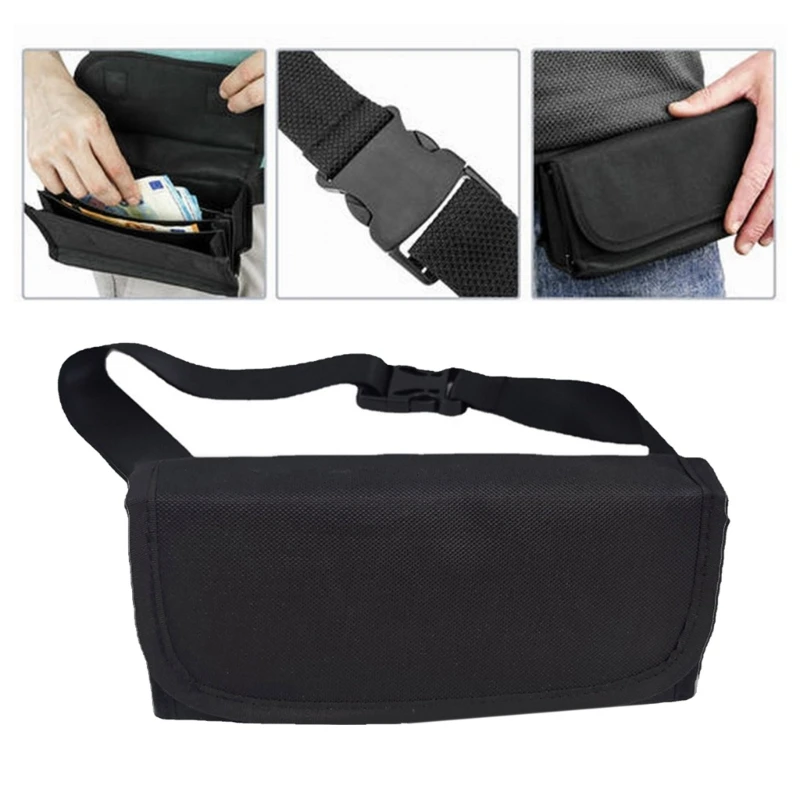 Women Men Envelope Anti Theft Waist Bag Coin Cash Storage Bag with Adjustable Strap Large Capacity Coin Change Organizer Bum Bag