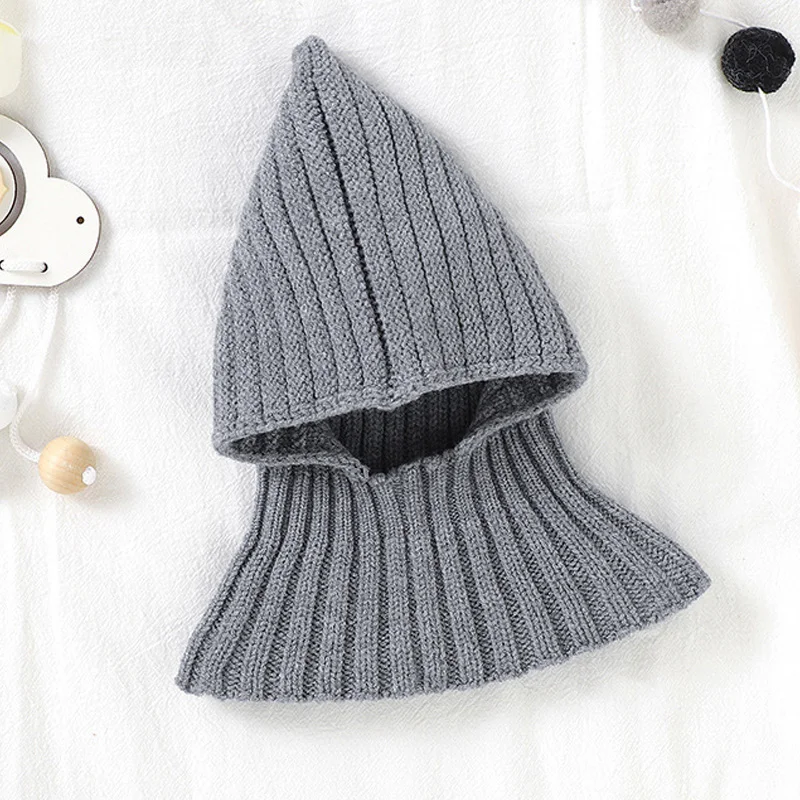 One-Pieces Baby Hat Scarf Autumn Winter Kids Knitted Hats for Boys Girl Windproof Pullover Beanie Neck Ear Warm Accessories 1-3Y