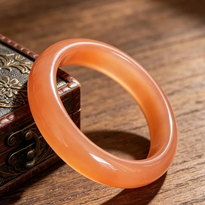 Natural ice-through orange agate bracelet, fashionable temperament trendy jewelry