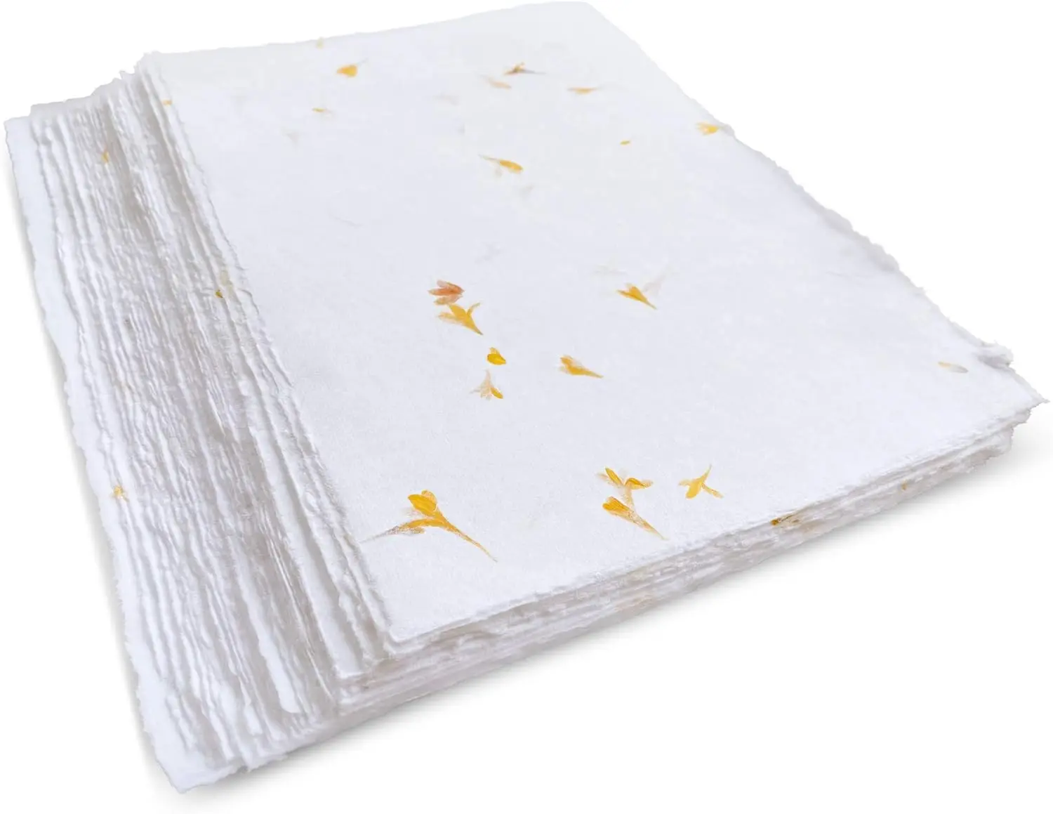 

Handmade A4 Paper with Deckled Edge & Real Flower Petals, 150 GSM, 50 Sheets Textured Cotton Paper for Watercolor, Drawing &