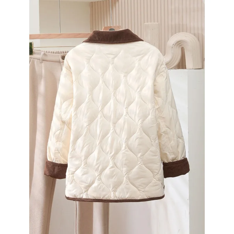 Women Light Cotton Clothes Winter New Lapel Corduroy Lingerie Loose Hundreds of Versatile Short Warm Cotton Coat Jacket