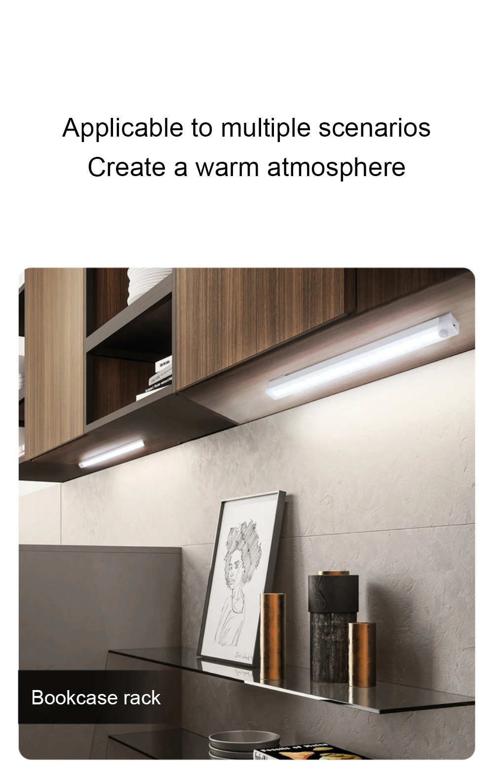 LED Night Light 10-50CM Motion Sensor Light Wireless USB LED Cabinet Closet Wardrobe Staircase Night Lamp Kitchen Bedroom Light