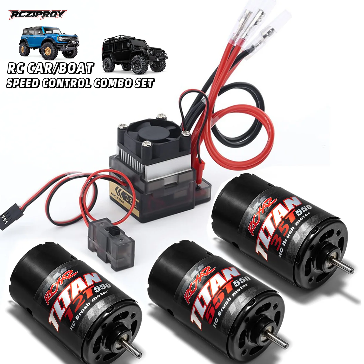 

RC 550 Brushed Motor 10T-55T 320A ESC Waterproof for 1/8 1/10 RC Climbing Cart Axial SCX10 TRX6 Tank High Voltage High Torque