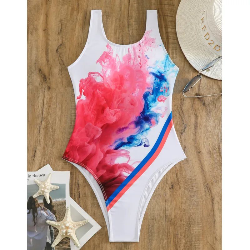 Summer 2024 Print Sexy One Piece Swimwear Women Swimsuits Closed For Swimming Wear Bodysuit Bathing Suits Beachwear Pool Bather