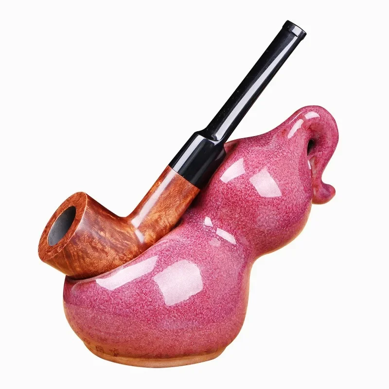 Classic Black Smoking Pipe Wood Pipe 3mm filter Handmade Tobacco Pipe Random Engraved Pipe free tools set