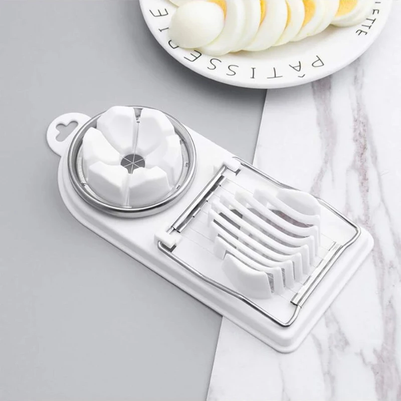 2-in-1 Multi-Function Egg Slicer Preserved Egg Fruit Cutter Modern Kitchen Gadget Tool Durable Metal Plastic Easy Slice