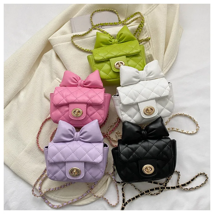 女の子用蝶結びバッグ-ファッショナブルで多用途なチェーンクロスボディバッグ-ミニバッグ-お出かけに欠かせない-女の子へのギフト