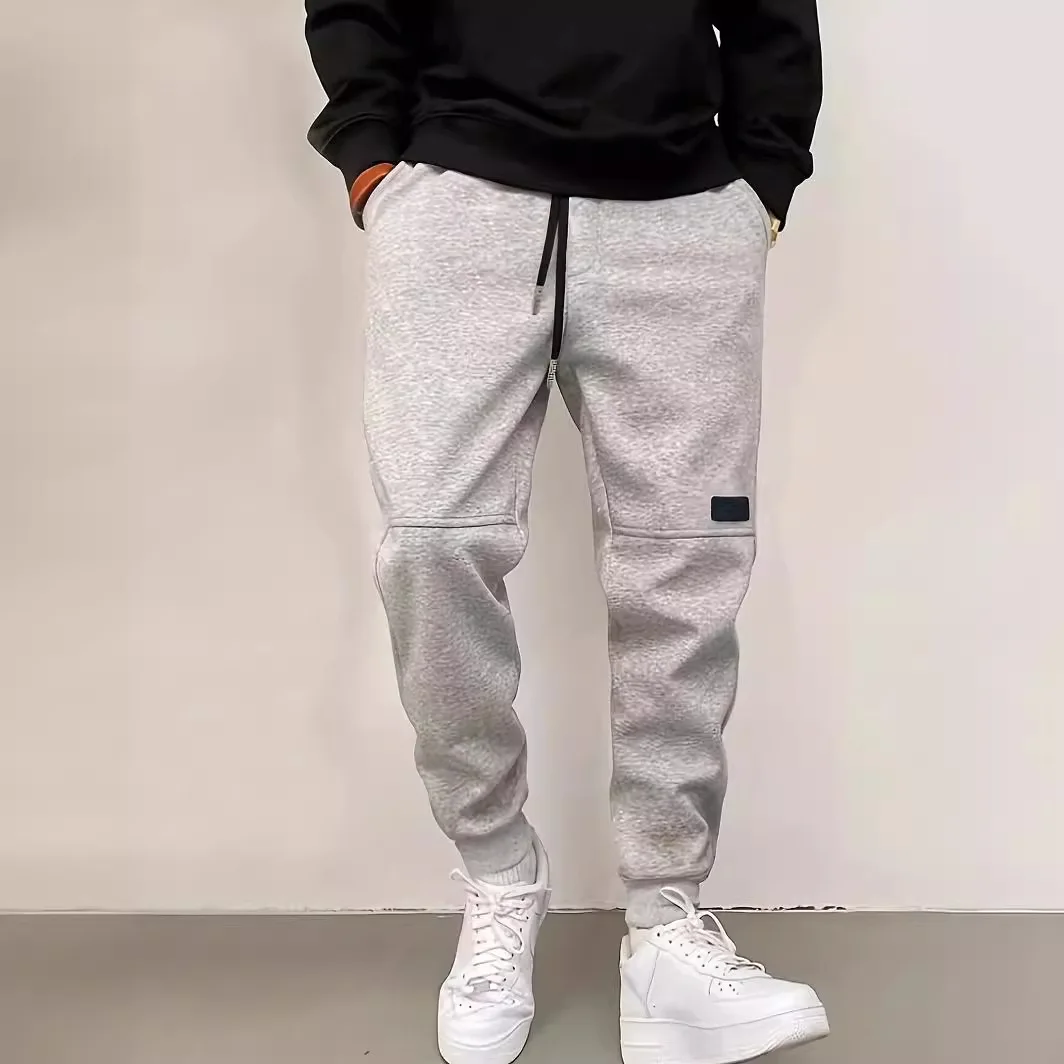 New Men's Sweatpants Streetwear Trousers Men Pants Solid color Drawstring Splice Cargo Pants Men Overalls Running pants