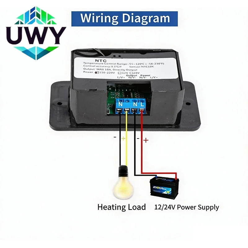 WT-1400 Self-Tuning PID Constant Temperature Controller Digital LED Thermostat, 12V/24V/110-220V Optional With NTC Sensor Probe