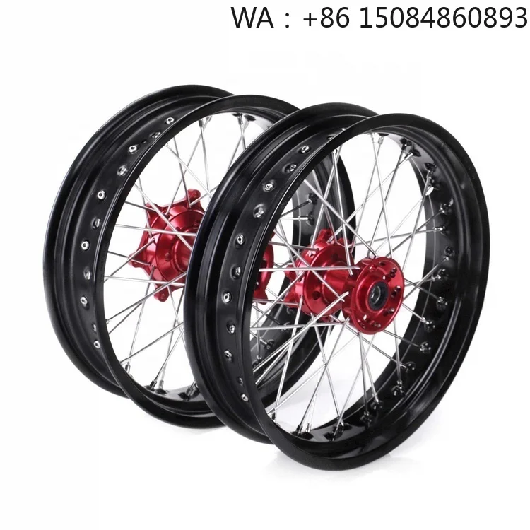 

6061-T6 aluminum alloy aerospace material, motorcycle parts, Complete Supermoto Spoke Wheel Rims for Motocross Enduro Dual Sport