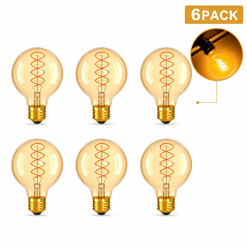 G80 Spiral Filament Edison LED Globe Bulb E27 4W 2700K