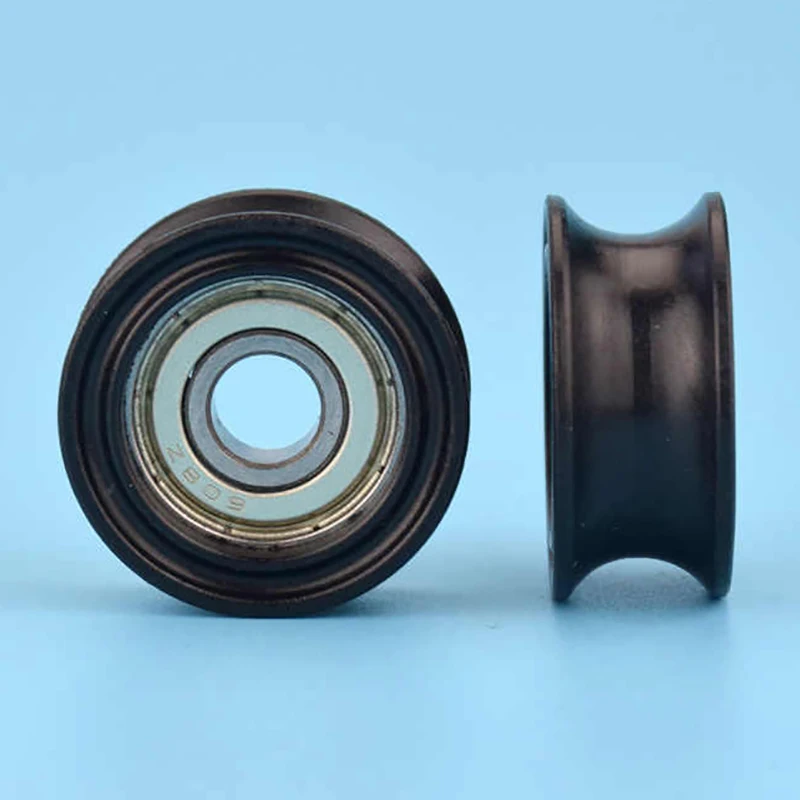 1Pc 8*30*13mm U-shaped Bearing Roller Guide Wheel 608 Bearing Moving Pulley Rubber Roller Mute Elasticity Roller Pulley Black